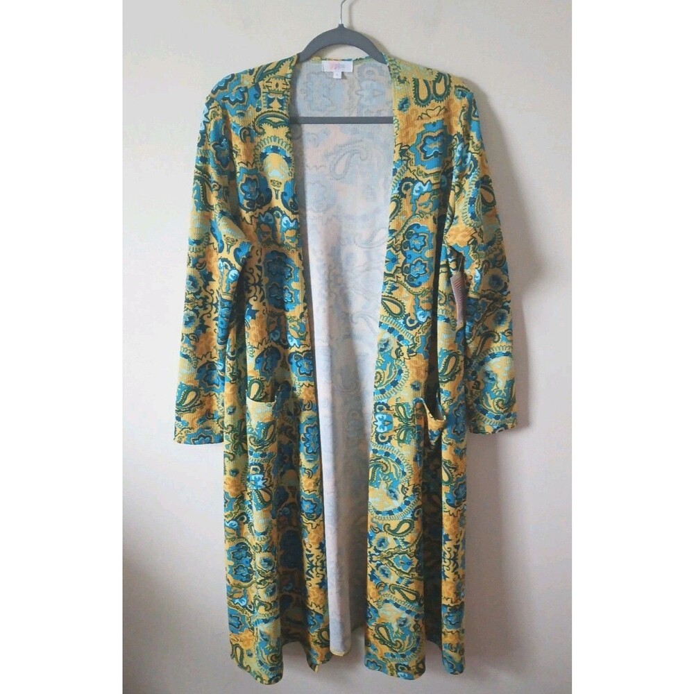 Lularoe‎ Sarah Long Cardigan Floral Multicolor Pockets Stretch Size L